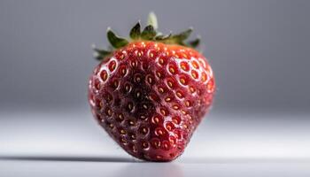 Juicy ripe strawberry, a healthy snack in vibrant nature background generated by AI photo