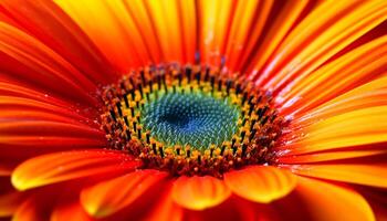 vibrante gerbera margarita florecer, cerca arriba en naturaleza belleza generado por ai foto