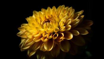 Vibrant yellow daisy, a single flower in focus on black background generated by AI photo