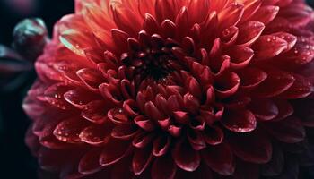 Vibrant petals of a single dahlia, wet with dew drops generated by AI photo