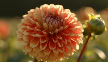 Vibrant multi colored dahlia blossom, a beauty in nature garden generated by AI photo