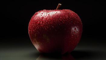 Juicy apple reflects vibrant nature in refreshing close up shot generated by AI photo