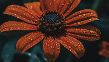 Vibrant gerbera daisy in wet meadow reflects beauty of nature generated by AI photo