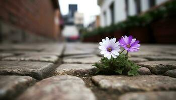 Single flower blossoms in nature beauty, surrounded by green foliage generated by AI photo