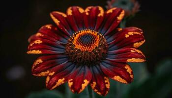 Vibrant gerbera daisy, a single flower in formal garden generated by AI photo