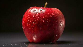 Juicy apple reflects nature freshness in vibrant studio shot generated by AI photo