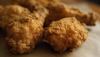 Deep fried chicken plate, a crunchy unhealthy American snack generated by AI photo