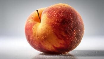 Juicy apple reflects vibrant nature in clean studio shot generated by AI photo