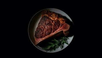 Grilled gourmet steak fillet, marbled and tender, with herb seasoning generated by AI photo
