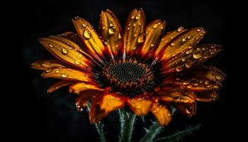 vibrante girasol en mojado prado refleja belleza de naturaleza crecimiento generado por ai foto