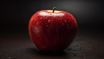 Juicy red delicious apple, fresh and ripe, perfect healthy snack generated by AI photo