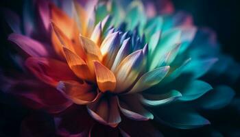 Vibrant dahlia blossom in macro, showcasing beauty in nature generated by AI photo