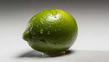 Juicy citrus slice, ripe and fresh, with dew drops generated by AI photo