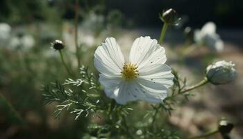 Fresh yellow daisy blossom in meadow, surrounded by green growth generated by AI photo