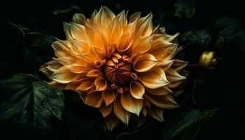 Vibrant petals of a single sunflower in close up macro shot generated by AI photo