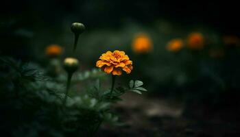 Vibrant wildflower meadow in summer sunset, close up of yellow petals generated by AI photo