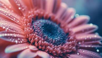 vibrante girasol florecer, mojado con Rocío, un regalo de amor generado por ai foto