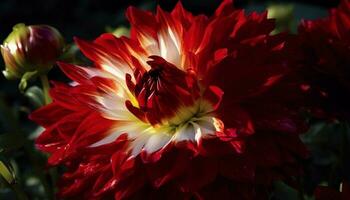 Vibrant dahlia blossom, a gift of love in nature beauty generated by AI photo