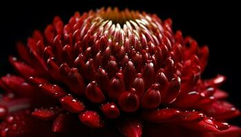 Vibrant flower head in macro, fresh and wet with dew generated by AI photo