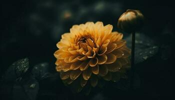Fresh yellow chrysanthemum, a single flower of natural beauty generated by AI photo