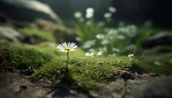 Tranquil meadow showcases natural beauty with yellow daisies and chamomile generated by AI photo