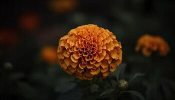 Vibrant yellow sunflower, close up of single flower in green meadow generated by AI photo