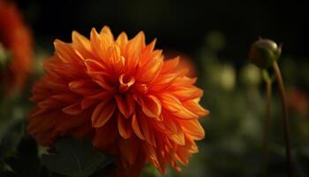 vibrante gerbera margarita florecer en formal jardín, selectivo atención primer plano generado por ai foto