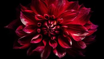 Vibrant colored petals in a close up of a dahlia flower generated by AI photo