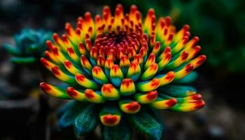 Vibrant flower head in close up showcases natural beauty and growth generated by AI photo