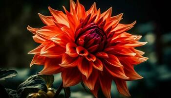Vibrant multi colored dahlia blossom, a symbol of love and beauty generated by AI photo