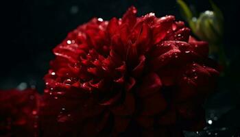 Vibrant bouquet of wet flowers, fresh with dew and beauty generated by AI photo