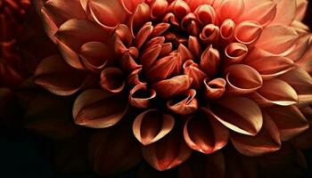 Vibrant dahlias bloom, showcasing nature beauty in abstract patterns generated by AI photo