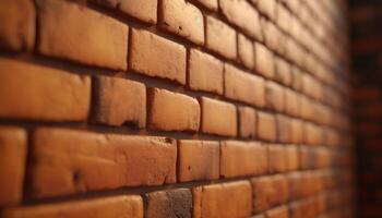 Old brick wall with rough texture, surrounded by solid stone generated by AI photo