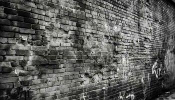 Old brick wall with textured pattern, surrounded by ancient stone generated by AI photo