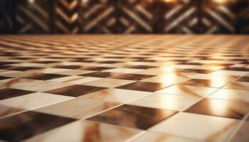 Geometric mosaic tile flooring creates modern abstract backdrop for business generated by AI photo