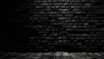 Abstract design on old brick wall, dark and textured backdrop generated by AI photo