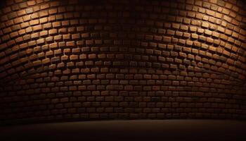 Abstract textured backdrop of an old brick wall illuminated yellow generated by AI photo