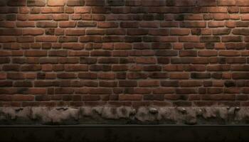 Rough brick wall with grunge pattern, weathered and textured material generated by AI photo