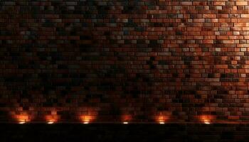 Bright glowing brick wall backdrop with abstract textured pattern generated by AI photo