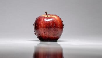 jugoso manzana refleja naturaleza frescura en vibrante estudio Disparo generado por ai foto