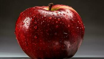 jugoso manzana soltar refleja naturaleza frescura en vibrante estudio Disparo generado por ai foto