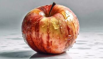 jugoso manzana refleja vibrante naturaleza en sano estilo de vida todavía vida generado por ai foto