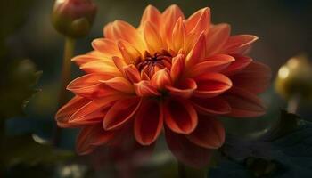 Vibrant multi colored dahlia blossom in close up, showcasing nature beauty generated by AI photo