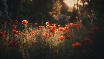 Vibrant wildflower meadow showcases beauty in nature colorful growth generated by AI photo