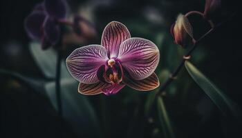 Exotic moth orchid blossom in nature elegant, ornate bouquet generated by AI photo