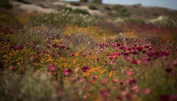 Vibrant meadow blossoms in multi colored beauty of nature growth generated by AI photo