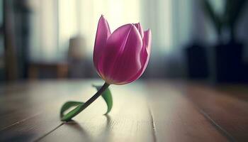 Fresco ramo de flores de multi de colores tulipanes trae belleza a Doméstico habitación generado por ai foto
