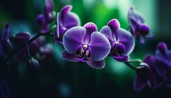 Fresh purple orchid blossom, delicate petal, nature elegance in macro generated by AI photo