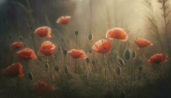 Vibrant wildflower meadow showcases beauty in nature multi colored growth generated by AI photo