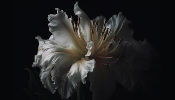 Abstract elegance in nature single flower fragility on black background generated by AI photo